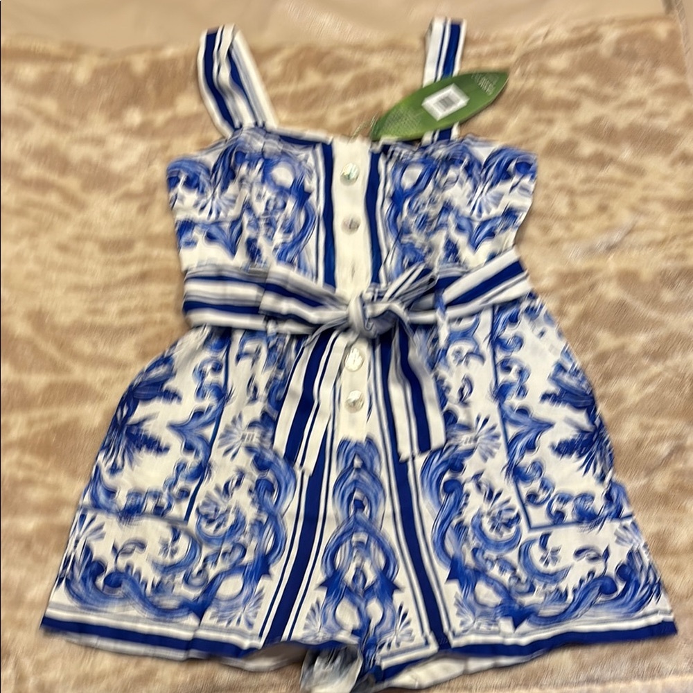 FARM Rio Blue and White Porcelain Print Romper - Picture 2 of 6